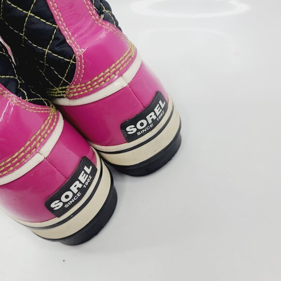 Sorel Women's Black Pink Torino Glossy Fur Ankle Winter Snow Boots Size 9 - Picture 4 of 8